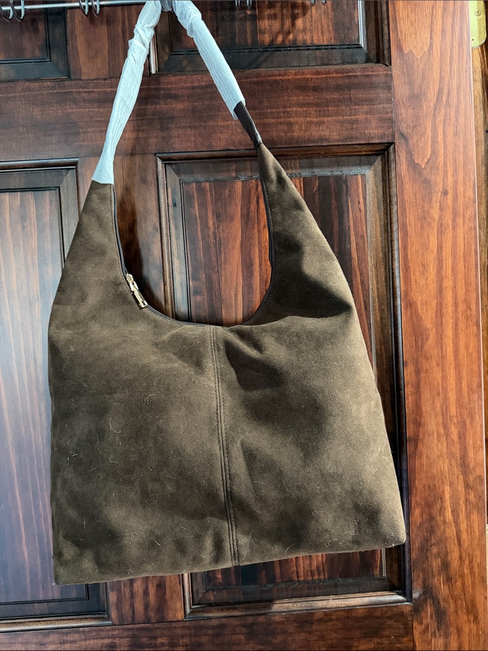 Classic Suede Hobo Bag in Dark Brown